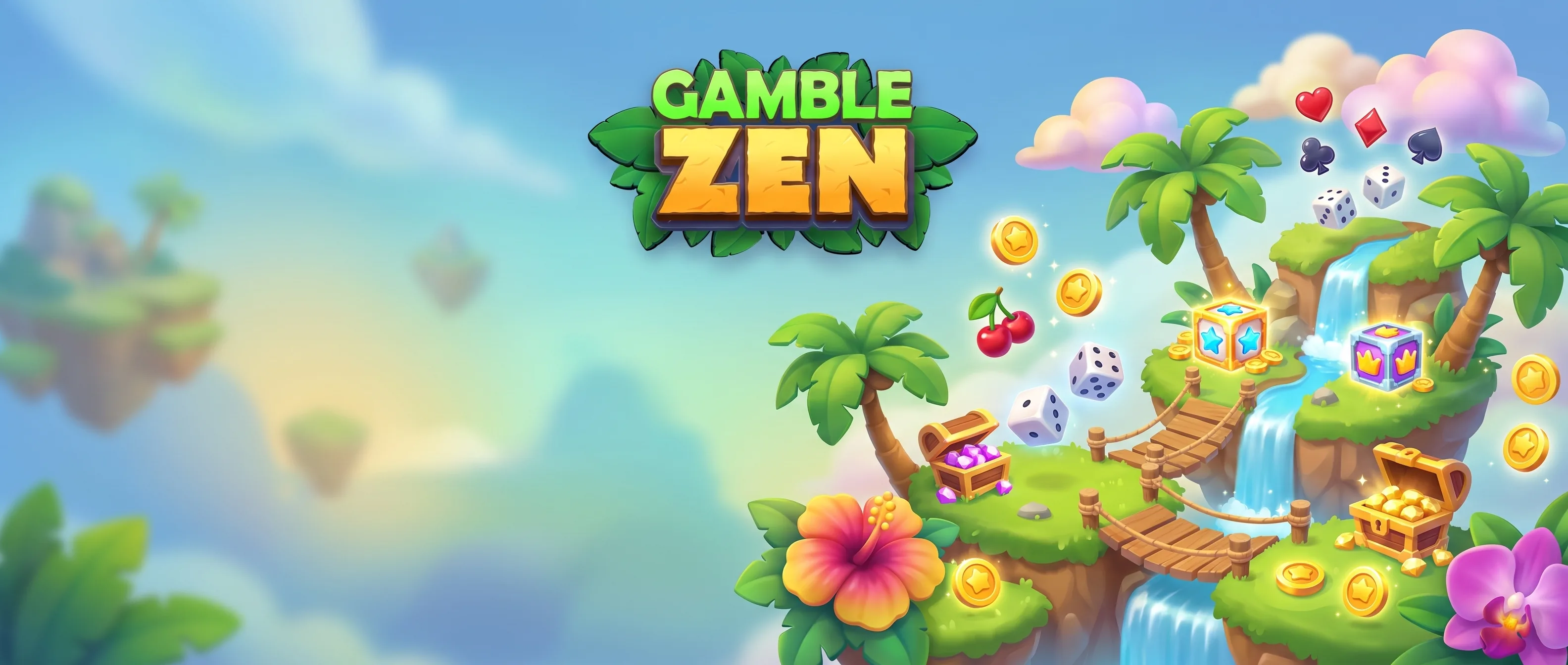 Tropical GambleZen island with casino symbols and rewards